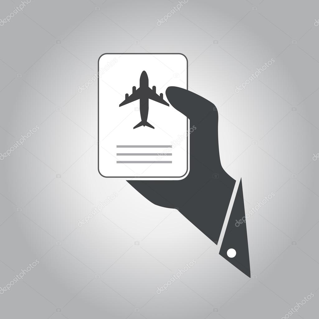 hand hold  airplane ticket vector icon