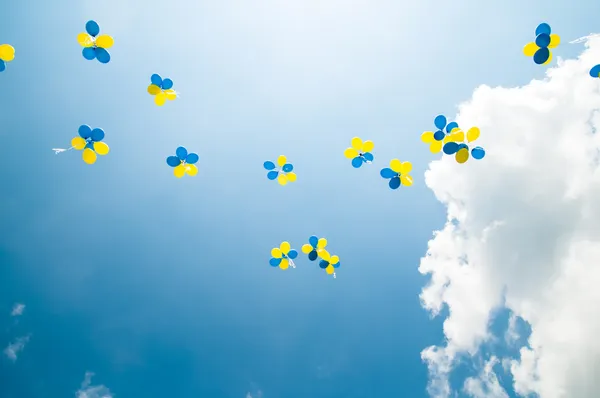 Ballonger på himlen Royaltyfria Stockfoton