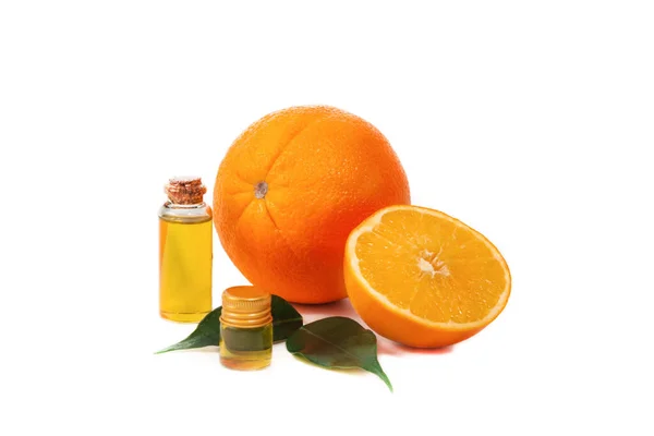 Citrus Essential Oil Orange White Background Isolated Oil Spa Treatments — Fotografia de Stock