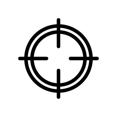 Hedef hedef ikonu, okçu spor oyun sembolü. Hedeflenen nokta işaretçisi. Keskin nişancı tüfeği odaklama işaretçisini vur. Hedef alınıyor. İzole vektör illüstrasyonu