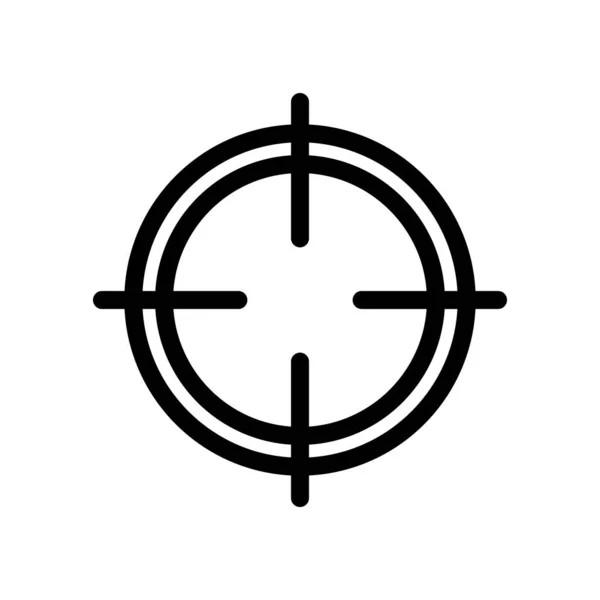 Target aim icon, archer sports game symbol. Game aiming sight dot pointer. Shoot sniper rifle focus cursor. Bullseye mark targeting. Isolated vector illustration — Stock Vector