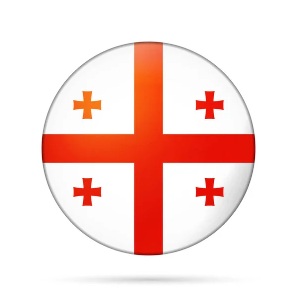Sfera di vetro con bandiera della Georgia. Sfera rotonda, icona del modello. Simbolo nazionale georgiano. Palla realistica lucida, illustrazione vettoriale astratta 3D evidenziata su sfondo bianco. Grande bolla — Vettoriale Stock