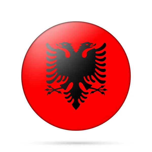 Bola ligera de cristal con bandera de Albania. Esfera redonda, icono de plantilla. Símbolo nacional albanés. Bola realista brillante, ilustración vectorial abstracta 3D resaltada sobre un fondo blanco. Burbuja grande — Vector de stock