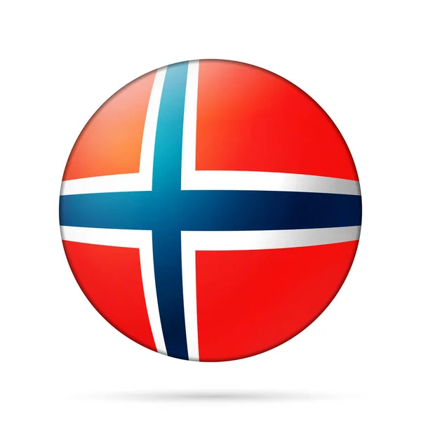Bola de luz de vidro com bandeira da Noruega. Esfera redonda, ícone de modelo. Símbolo nacional norueguês. Bola realista brilhante, ilustração vetorial abstrata 3D destacada em um fundo branco. Grande bolha —  Vetores de Stock