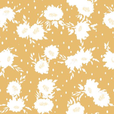 Çiçeksiz, el çizimi gül rengi. Çiçekler ve yapraklarla dolu şirin bir yaz geçmişi var. Modern çiçek kompozisyonları. Duvar kağıdı, poster, kart, kumaş ve tekstil için moda vektör stoku çizimi