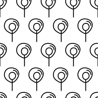 Ağaç simgesiyle siyah ve beyaz desenli. Vektör ağaçları sembol işareti. Bitkiler, baskı, kart, kartpostal, kumaş ve tekstil için peyzaj tasarımı. İş fikri kavramı