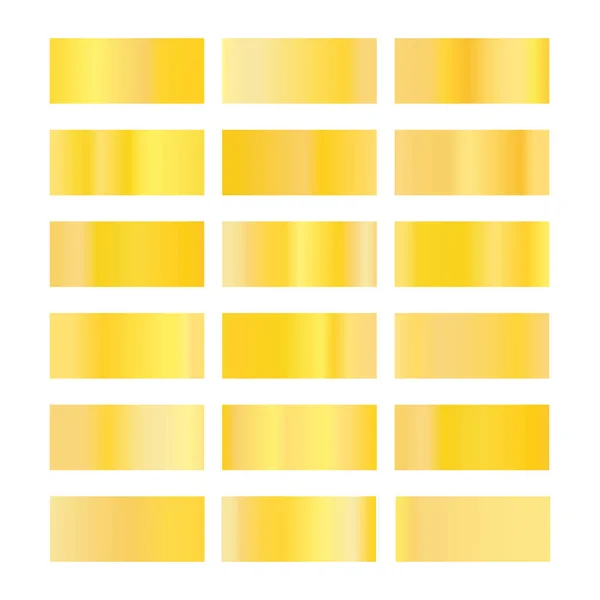 Colección de gradientes metálicos con holograma de colores brillantes. Textura de lámina olográfica, rosa dorada, bronce y gradación dorada. Conjunto de vectores para marco, cinta, borde, otro diseño — Archivo Imágenes Vectoriales