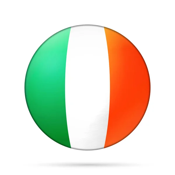 Sfera di vetro con bandiera d'Irlanda. Sfera rotonda, icona del modello. Simbolo nazionale irlandese. Palla realistica lucida, illustrazione vettoriale astratta 3D evidenziata su sfondo bianco. Grande bolla — Vettoriale Stock