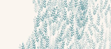 Gri egzotik yapraklı çiçek web afişi. Doğa konsepti tasarımı. Yaz dallı modern çiçek kompozisyonları. Ekoloji, natura, çevre teması üzerine vektör illüstrasyonu