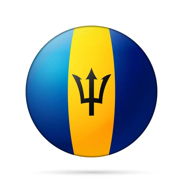 Sfera di vetro con bandiera delle Barbados. Sfera rotonda, icona del modello. Simbolo nazionale. Palla realistica lucida, illustrazione vettoriale astratta 3D evidenziata su sfondo bianco. Grande bolla — Vettoriale Stock