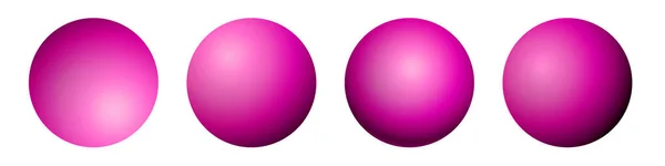 Набор со стеклянными розовыми шариками. Глянцевый реалистичный шар, трехмерная абстрактная векторная иллюстрация на белом фоне. Большой металлический пузырь с тенью — стоковый вектор