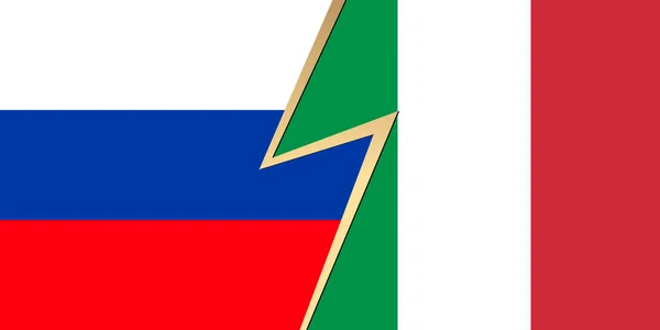 Bandeira da Inglaterra e da Rússia. Padrão quadrado, ícone de modelo. Duas bandeiras vetoriais Símbolo nacional russo e italiano. 3D ilustração vetor abstrato de relacionamento ou confronto — Vetor de Stock