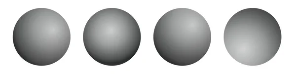 Set con sfere di vetro nero. Palla realistica lucida, illustrazione vettoriale astratta 3D evidenziata su sfondo bianco. Grande bolla di metallo con ombra — Vettoriale Stock