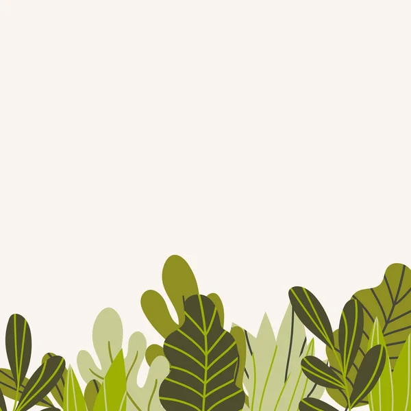 Banner web floral com folhas exóticas de cor desenhada. Design de conceito de natureza. Composições florais modernas com ramos de verão. Ilustração vetorial sobre o tema ecologia, natura, meio ambiente — Vetor de Stock