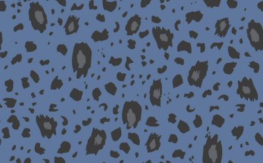 Soyut modern leopar pürüzsüz desen. Hayvanlar modaya uygun arka plan. Baskı, kart, kartpostal, kumaş ve tekstil için mavi dekoratif vektör stok çizimi. Modern stilize cilt süsü