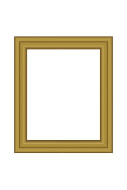 Tasarımınız için kare şeklinde altın renkli ahşap çerçeve. Klasik kılıf. Mesaj için yer. Tablolar ya da fotoğraflar için antika altın, güzel dikdörtgen çerçeveler. Şablon vektör illüstrasyonu