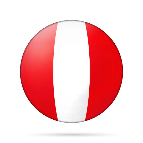 Glazen lichtbal met vlag van Peru. Ronde bol, sjabloon icoon. Peruaanse nationale symbool. Glanzende realistische bal, 3D abstracte vector illustratie gemarkeerd op een witte achtergrond. Grote bubbel — Stockvector