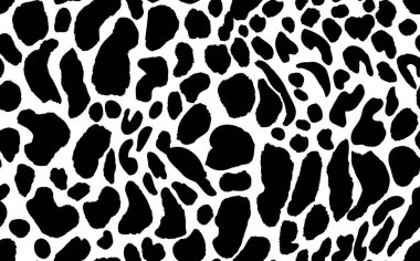 Soyut modern leopar pürüzsüz desen. Hayvanlar modaya uygun arka plan. Baskı, kart, kartpostal, kumaş ve tekstil için beyaz ve siyah vektör stok çizimi. Modern stilize cilt süsü