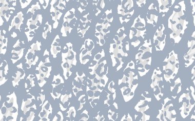 Soyut modern leopar pürüzsüz desen. Hayvanlar modaya uygun arka plan. Parmak izi, kart, kartpostal, kumaş ve tekstil için gri dekoratif vektör stok çizimi. Modern stilize cilt süsü