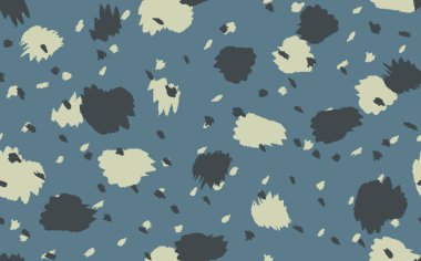 Soyut modern leopar pürüzsüz desen. Hayvanlar modaya uygun arka plan. Baskı, kart, kartpostal, kumaş ve tekstil için mavi dekoratif vektör stok çizimi. Modern stilize cilt süsü