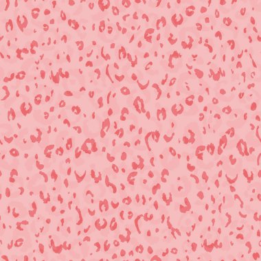 Soyut modern leopar pürüzsüz desen. Hayvanlar modaya uygun arka plan. Parmak izi, kart, kartpostal, kumaş ve tekstil için pembe dekoratif vektör çizimi. Modern stilize cilt süsü