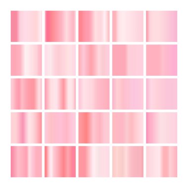 Parlak renkli hologramı olan metalik gradyan koleksiyonu. Holografik folyo dokusu, altın gül, pembe kademe. Çerçeve, kurdele, sınır, diğer tasarım için vektör ayarlandı