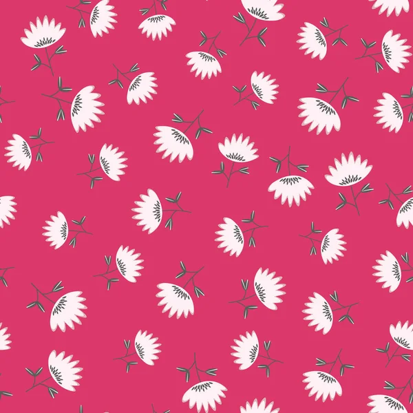 Seamless floral pattern based on traditional folk art ornaments. Colorful flowers on color background. Scandinavian style. Sweden nordic style. Vector illustration. Simple minimalistic pattern — Stock Vector