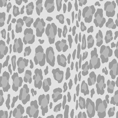 Soyut modern leopar pürüzsüz desen. Hayvanlar modaya uygun arka plan. Parmak izi, kart, kartpostal, kumaş ve tekstil için gri dekoratif vektör stok çizimi. Modern stilize cilt süsü
