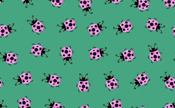 Fashion animal seamless pattern with colorful ladybird on color background. Cute holiday illustration with ladybags for baby. Design for invitation, poster, card, fabric, textile — Stock Vector