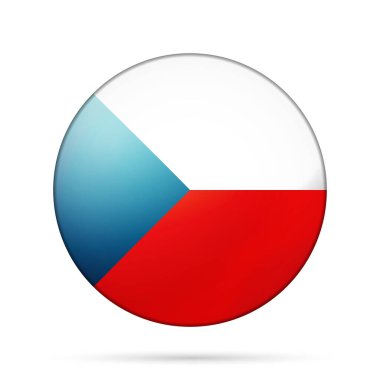 Çek Cumhuriyeti bayraklı cam ışıklı top. Yuvarlak küre, şablon simgesi. Ulusal sembol. Parlak gerçekçi top, beyaz arkaplanda işaretlenmiş üç boyutlu soyut vektör çizimi. Büyük kabarcık