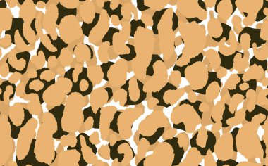 Soyut modern leopar pürüzsüz desen. Hayvanlar modaya uygun arka plan. Baskı, kart, kartpostal, kumaş ve tekstil için bej renkli dekoratif vektör çizimi. Modern stilize cilt süsü