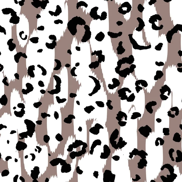 Абстрактный современный леопардовый бесшовный рисунок. Животные модного происхождения. Коричневый и белый векторный инвентарь для печати, открытки, открытки, ткани, текстиля. Современный орнамент стилизованной кожи — стоковый вектор