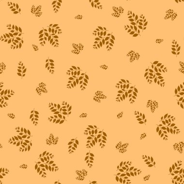 Renkli yaylı, yay gibi pürüzsüz bir desen. Kumaş, tekstil, duvar kağıdı, posterler, kağıt için vektör stok çizimi. Moda baskısı. Yapraklı dal. Doodle tarzı