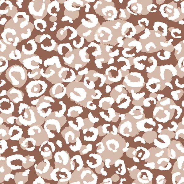 Soyut modern leopar pürüzsüz desen. Hayvanlar modaya uygun arka plan. Baskı, kart, kartpostal, kumaş ve tekstil için kahverengi ve beyaz vektör stok çizimi. Modern stilize cilt süsü