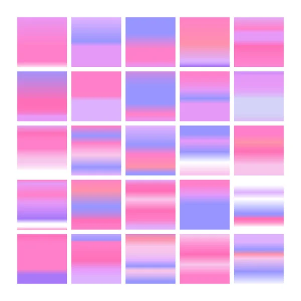 Colección de gradientes metálicos con holograma de colores brillantes. Textura de lámina olográfica, rosa dorada, rosa, gradación azul. Conjunto de vectores para marco, cinta, borde, otro diseño — Vector de stock