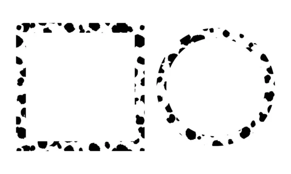 Zwart-wit frame met modern ornament van gestileerde luipaardhuid. Vierkant patroon in de vorm van mandala. Decoratieve rand met dier ornament. Trendy leren huid. Begrepen, ruimte. Vectorillustratie — Stockvector