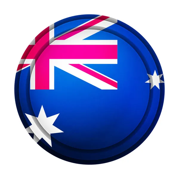 Bola de vidro com bandeira da Austrália. Esfera redonda, ícone de modelo. Símbolo nacional australiano. Bola realista brilhante, ilustração vetorial abstrata 3D destacada em um fundo branco. Grande bolha — Vetor de Stock