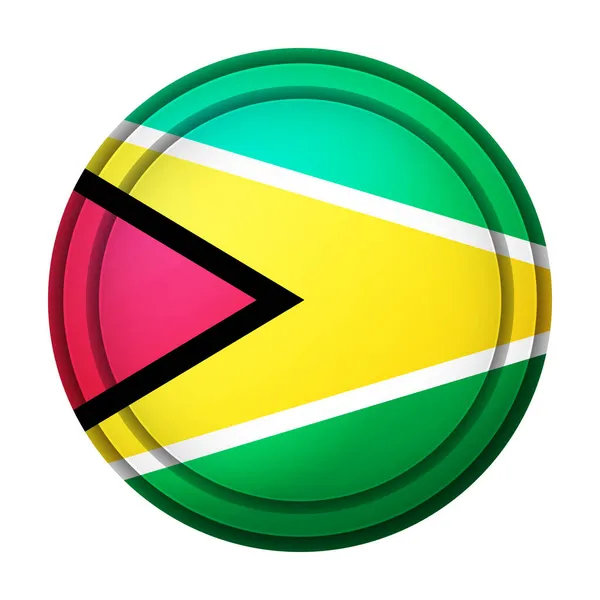 Üveggolyó Guyana zászlajával. Kerek gömb, sablon ikon. Nemzeti szimbólum. Fényes reális labda, 3D absztrakt vektor illusztráció kiemelve egy fehér háttér. Nagy buborék. — Stock Vector