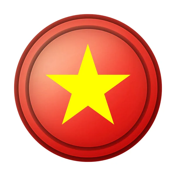 Glazen lichtbal met vlag van Vietnam. Ronde bol, sjabloon icoon. Vietnamees nationaal symbool. Glanzende realistische bal, 3D abstracte vector illustratie gemarkeerd op een witte achtergrond. Grote bubbel — Stockvector