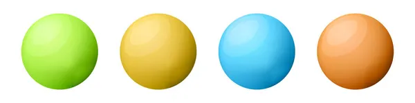 Set con bolas de vidrio de colores. Bola realista brillante, ilustración vectorial abstracta 3D resaltada sobre un fondo blanco. Burbuja de metal grande con sombra — Vector de stock