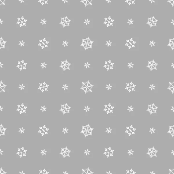 Modèle sans couture d'hiver avec des flocons de neige blancs sur fond gris. Illustration vectorielle pour tissu, papier peint textile, affiches, papier cadeau. Illustration vectorielle de Noël. Chute de neige — Image vectorielle