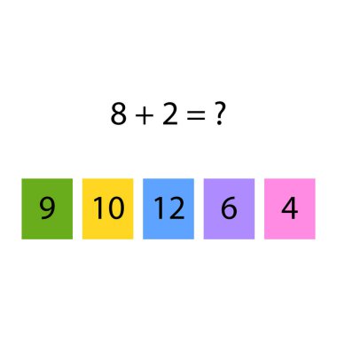 Katlama antrenörü. Doğru cevabı seç. Toplama masaları. Eksik numaraları doldur. Mantık oyunu. Matematik üzerine çocuk eğitim posteri. Renkli küplerle okul vektör illüstrasyonu