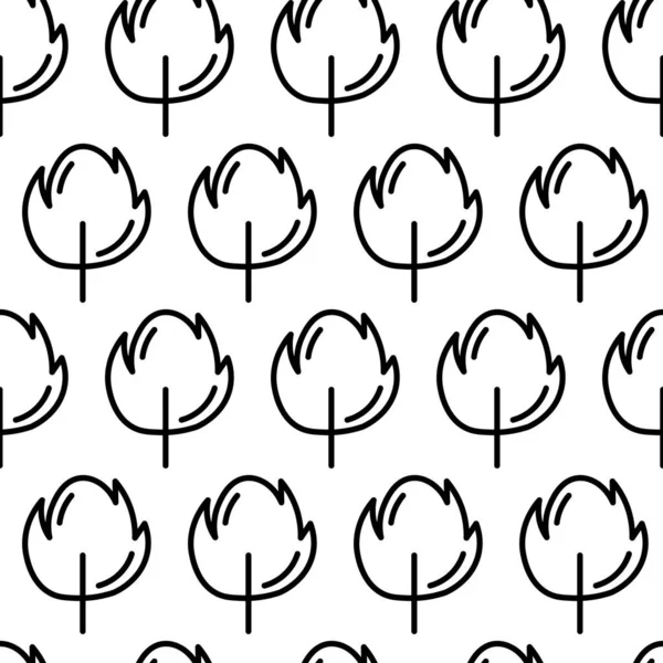 Fekete-fehér zökkenőmentes minta fa ikon. Vektor fák szimbólum jel. Növények, tájtervezés nyomtatáshoz, kártya, képeslap, szövet, textil. Üzleti ötlet koncepciója — Stock Vector