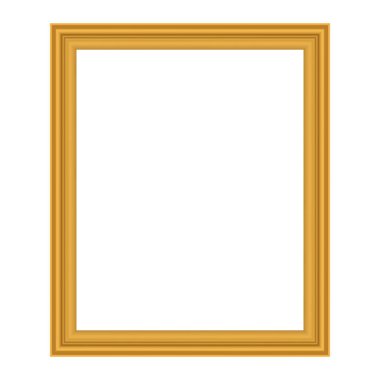 Tasarımınız için kare şeklinde altın renkli ahşap çerçeve. Klasik kılıf. Mesaj için yer. Tablolar ya da fotoğraflar için antika altın, güzel dikdörtgen çerçeveler. Şablon vektör illüstrasyonu