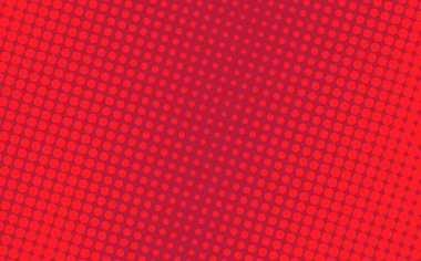 Pop Art yaratıcı konsept renkli çizgi roman dergisi kapağı. Puantiyeli kırmızı arka plan. Çizgi film yarım ton retro modeli. Poster, kart, pankart, boş baloncuk için soyut noktalı tasarım