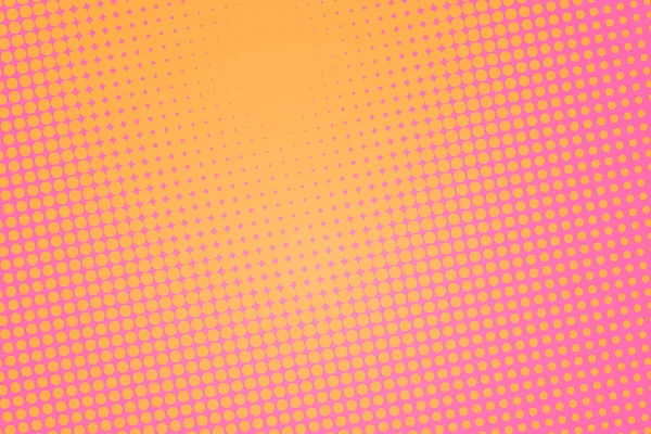 Pop Art bunte Comics Buch Magazin Cover. Tupfen rosa und orangefarbener Hintergrund. Cartoon lustig gepunktetes Retro-Muster. Vektor-Halbton-Illustration. Vorlagendesign für Plakat, Karte, Flyer — Stockvektor