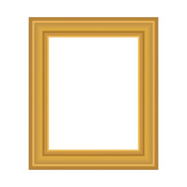 Tasarımınız için kare şeklinde altın renkli ahşap çerçeve. Klasik kılıf. Mesaj için yer. Tablolar ya da fotoğraflar için antika altın, güzel dikdörtgen çerçeveler. Şablon vektör illüstrasyonu