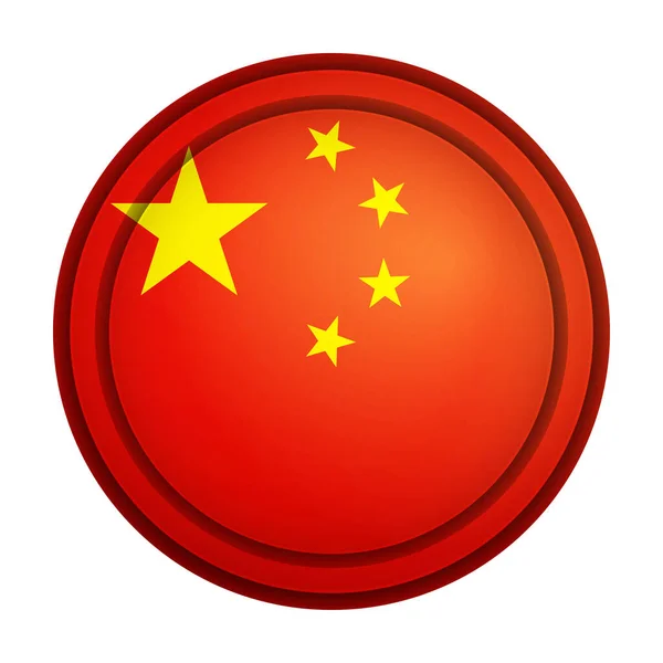 중국 국기가 달린 유리로 만든 가벼운 공. 둥근 구, 템플릿 아이콘. 중국의 국가 상징. 화려 한 현실적 공 , 3D 추상 벡터 일러스트가 흰색 배경에 강조되어 있습니다. 큰 거품 — 스톡 벡터