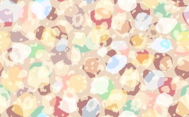 Soyut modern leopar pürüzsüz desen. Hayvanlar modaya uygun arka plan. Baskı, kart, kartpostal, kumaş, tekstil için bej ve gökkuşağı dekoratif vektör stoku çizimi. Modern stilize cilt süsü