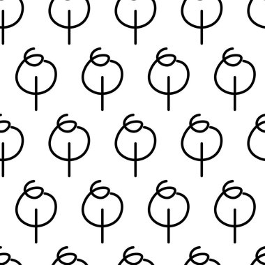 Ağaç simgesiyle siyah ve beyaz desenli. Vektör ağaçları sembol işareti. Bitkiler, baskı, kart, kartpostal, kumaş ve tekstil için peyzaj tasarımı. İş fikri kavramı